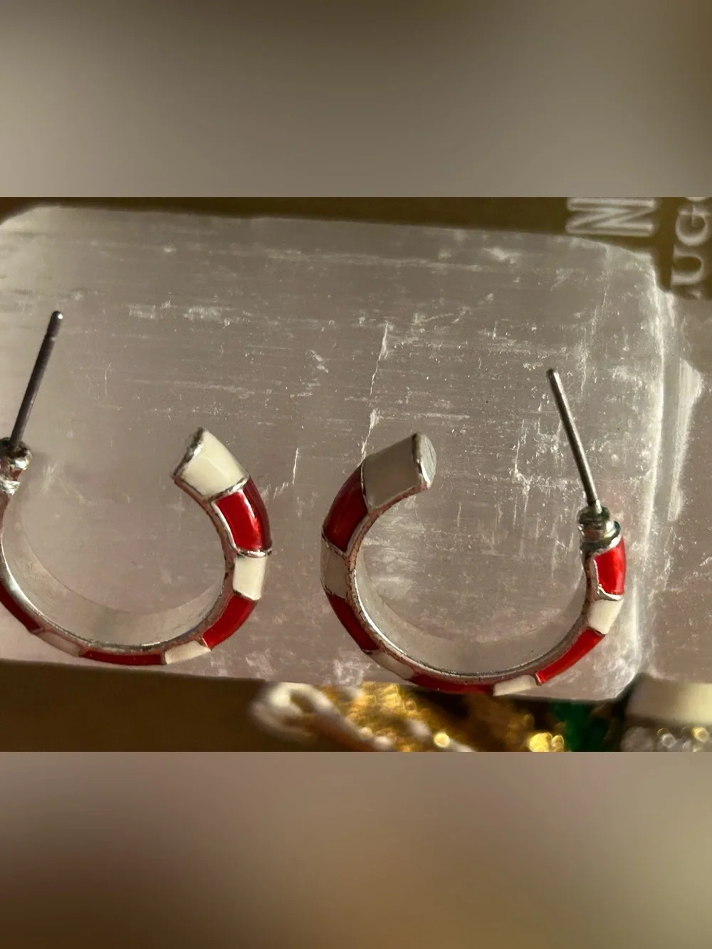Lot XMAS pointsietta + 2 Red White Candy Canes + candle + Santa bracelet + hoops
